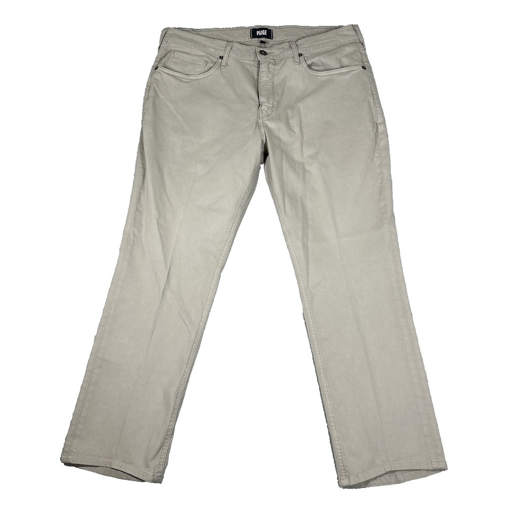 Paige Men's Federal Clean Khaki Pants 36x29 Taper Stretch Made In USA